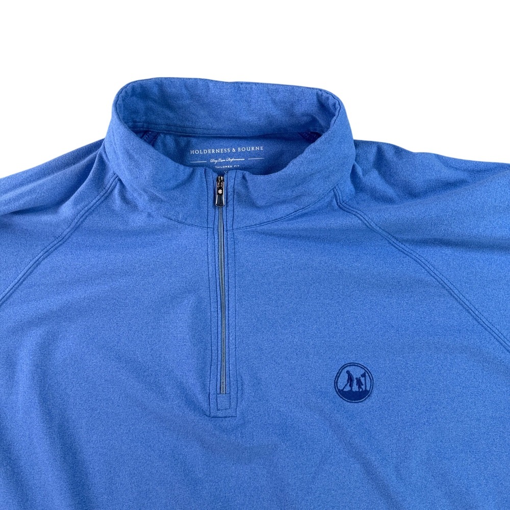 Holderness & Bourne 1/4 Zip Pullover Men XL Blue DryLuxe Performance Tailored